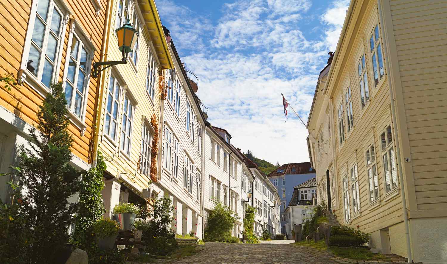 Neighbourhoods in Bergen city centre - wooden houses in Sandviken