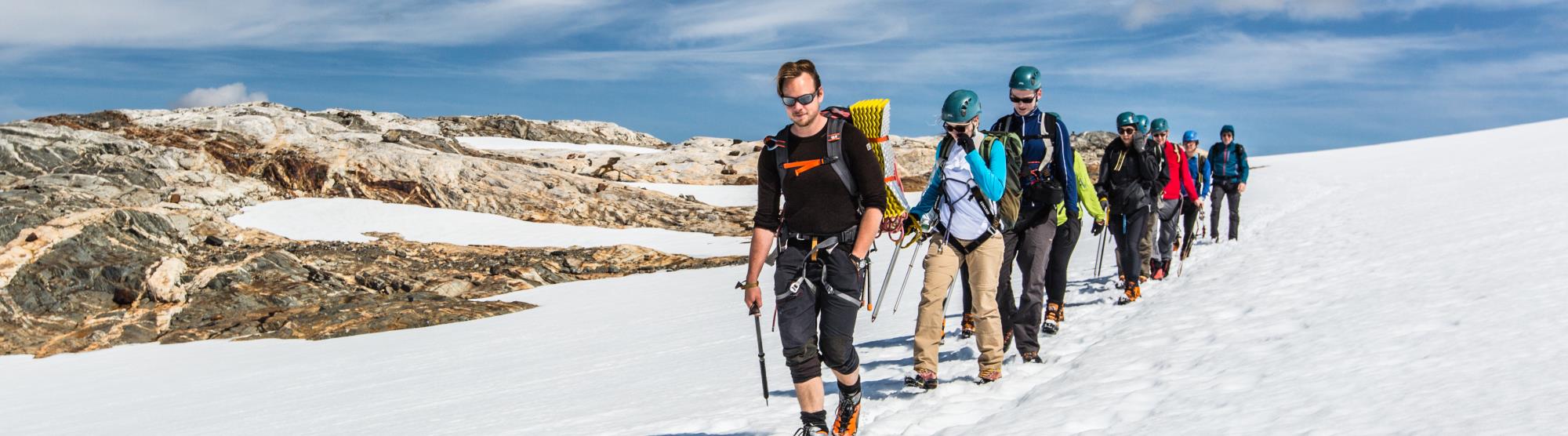 Group hiking on Folgefonna Glacier