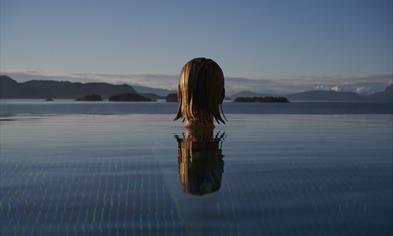 Outdoor pool with infinity line