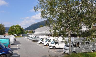 Campervan parking at Bergenshallen