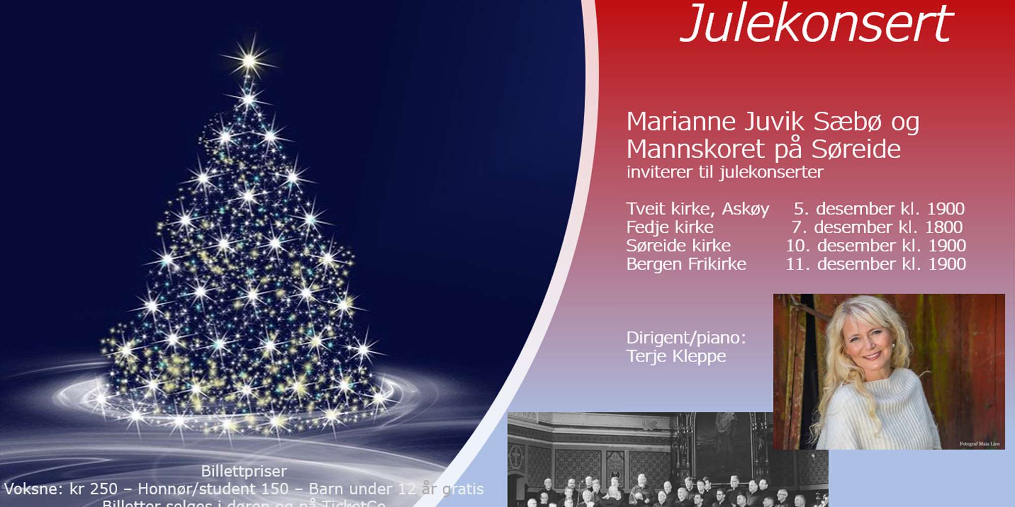Julekonsert med Marianne Juvik Sæbø og Mannskoret på Søreide