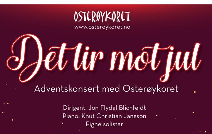 Adventskonsert med Osterøykoret i Bruvik kyrkje torsdag 27.november kl.19.00