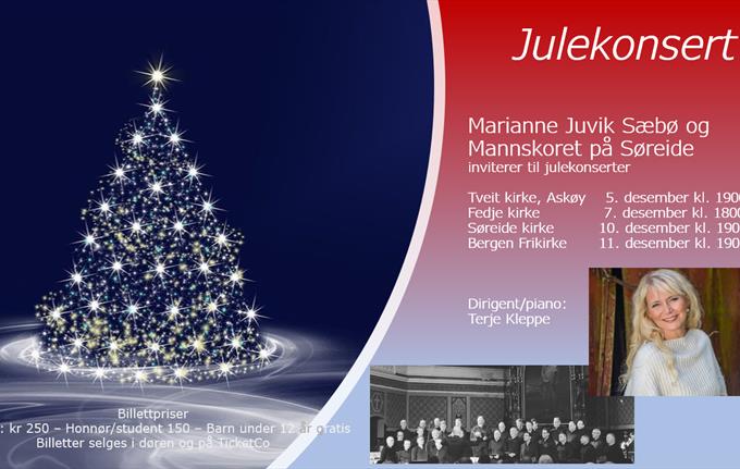 Julekonsert med Marianne Juvik Sæbø og Mannskoret på Søreide