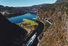 The fjord cruise passes through the narrow Mostraumen