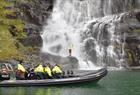 Waterfall fjord cruise in Rib boat on the Hardangerfjord