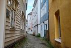Narrow cobblestone streets in Bergen