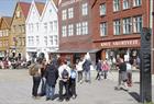 Tourist on Unesco World Heritage Site Bryggen