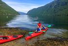 Guided sea kayak tour on the Hardangerfjord