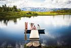 Valbergstjørni is a lovely little mountain lake by the Red Cross cabin at Hanguren