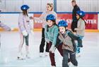 Children ice skating at Vestkanten ice skating rink in Bergen